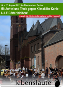 Bagger bedroht Kirche, Orchester geht dazwischen